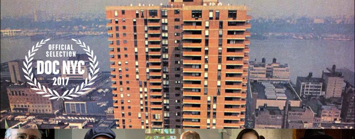 A picture of Manhattan Plaza with headshots below. From right to left is; Larry Davis, Samuel L Jackson, Angela Lansberry, Alicia Keys, and Terrence Howard.